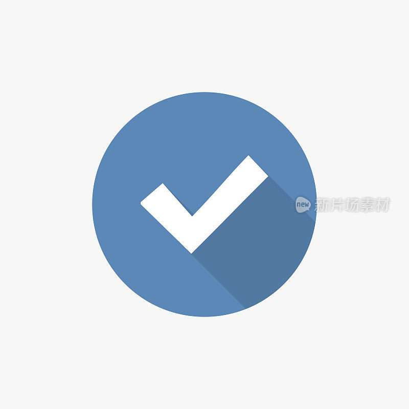 ok Flat Blue Simple Icon with long shadow